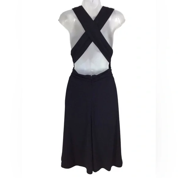 White House Black Market Black Halter Criss Cross Low Back Cocktail Dres… - Picture 2 of 6
